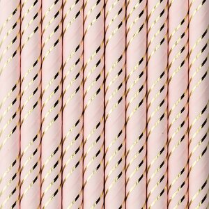 Paper straws, light pink, 19.5cm: 1pkt/10pc.