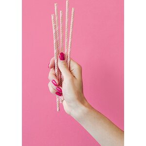 Paper straws, light pink, 19.5cm: 1pkt/10pc.