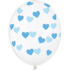 Balloons 30cm, Hearts, Crystal Clear 1pkt/50pc.