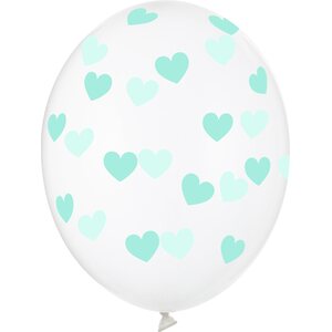 Balloons 30cm, Hearts, Crystal Clear 1pkt/50pc.