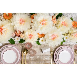 Tissepaper decoration Flowers, cream, 30-20 cm 1pkt/5pc.