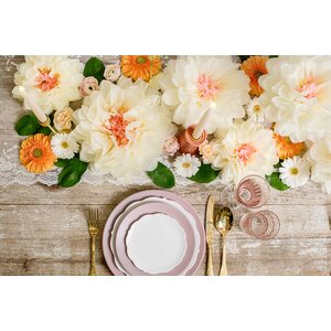 Tissepaper decoration Flowers, cream, 30-20 cm 1pkt/5pc.