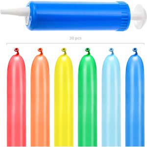 Modeling pastel balloons 130cm with pump, mix 1pkt/30pc.
