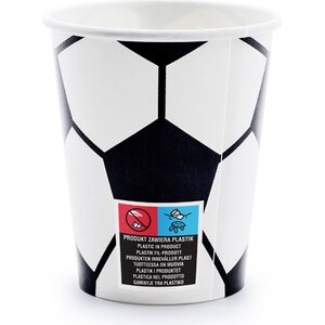 Paper cups Football, mix, 260 ml 1pkt/6pc