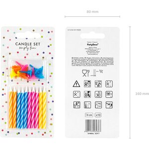 Birthday candles, mix, 6cm 1pkt/10pc