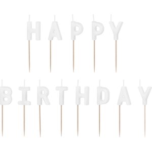 Birthday candles Happy Birthday, 2.5 cm, white 1pkt/13pc