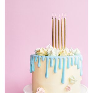 Birthday candles, plain, gold, 12.5cm  1pkt/12pc.