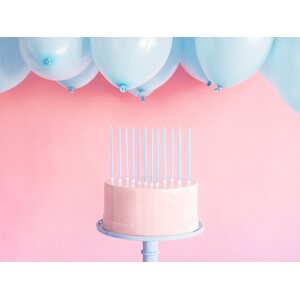 Plain birthday candles, light blue, 14cm  1pkt/12pc.