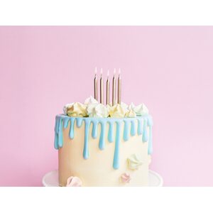 Birthday candles, plain, gold, 6cm  1pkt/6pc.