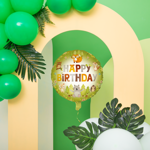 Metsän ystävät tavallinen foliopallo Happy Birthday 45 cm