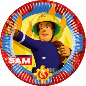 8 Plates Fireman Sam 2017 Round Paper 23 cm