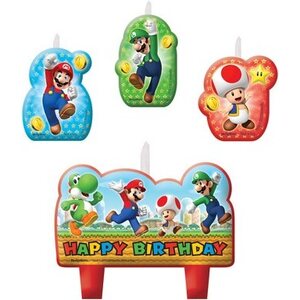 Kakkukynttilä Super Mario 4 kpl/pkt