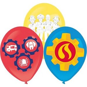 6 Latex Balloons Fireman Sam 27.5 cm / 11"