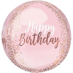 Happy Birthday pallokas vaaleanpunainen 38 x 40 cm erikoismuotofoliopallo
