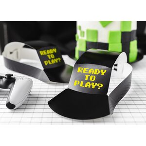 Paper hats Gamer, 38.5x18.5 cm, black 1pkt/6pc.