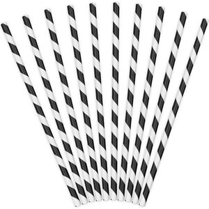 Paper Straws, black, 19.5cm 1pkt/10pc.