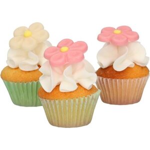 FunCakes Marzipan Decorations Daisies White/Pink Set/12