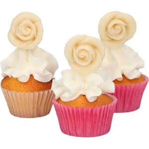 FunCakes syötävä massakoriste luonnonvalkoinen ruusu 6 kpl/pkt