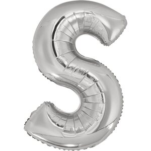 Large Letter S Silver Foil Balloon N34 Packaged 83 cm x 55 cm
