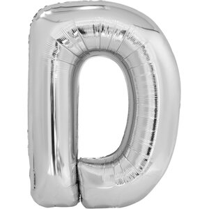 Large Letter D Silver Foil Balloon N34 Packaged 84 cm x 62 cm
