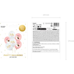Balloons 30 cm, Baby girl, mix: 1pkt/6pc.