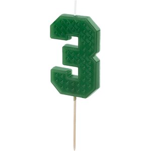 Birthday candle Number 3, 6 cm, green