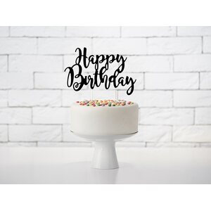 Cake topper Happy Birthday, black, 22.5cm