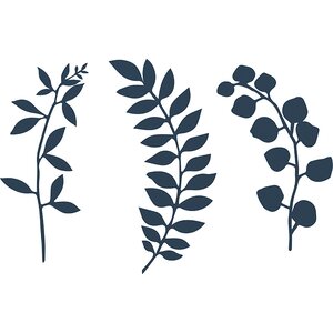 Branch with leaves decoration, d. navy blue 1pkt/9pc.