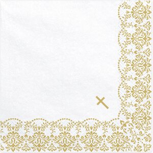 Napkins First Communion - Ornament, 33x33cm, gold: 1pkt/20pc.