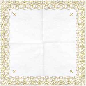 Napkins First Communion - Ornament, 33x33cm, gold: 1pkt/20pc.
