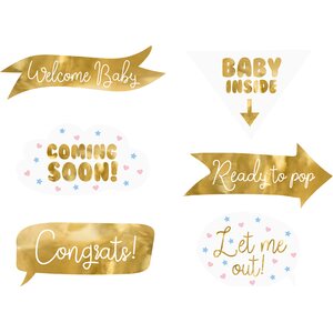 Photo props Baby shower, mix: 1pkt/6pc.