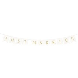 Banner Just Married, white, 15 x 155 cm