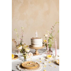 Birthday Candle Number '1', White with Flower Petals, 8 cm