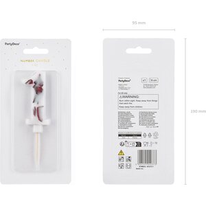 Birthday Candle Number '1', White with Flower Petals, 8 cm