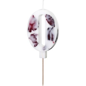 Birthday Candle Number '0', White with Flower Petals, 8 cm