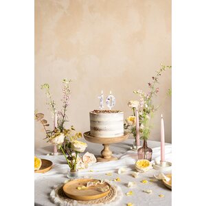 Birthday Candle Number '0', White with Flower Petals, 8 cm