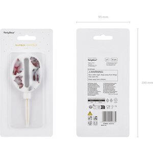 Birthday Candle Number '0', White with Flower Petals, 8 cm
