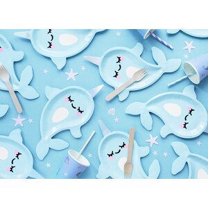 Paper plates Narwhal, mix, 18.5x29cm 1pkt/6pc.