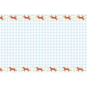 Paper Tablecloth Checkered with Horses, mix, 180x120 cm