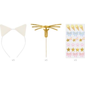 Cat Ears Headband and Mustache Set with Stickers 1pkt/5pc