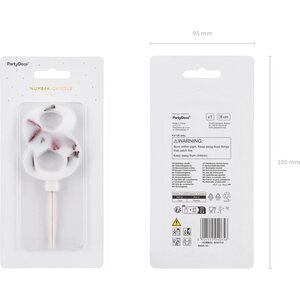 Birthday Candle Number '8', White with Flower Petals, 8 cm
