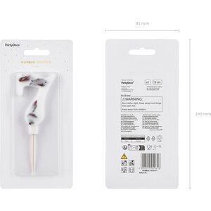 Birthday Candle Number '7', White with Flower Petals, 8 cm