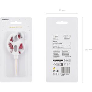 Birthday Candle Number '6', White with Flower Petals, 8 cm