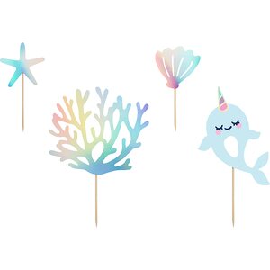 Toppers Narwhal, mix, 10-15.5cm 1pkt/4pc.