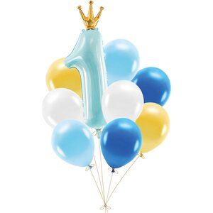 Balloon set First Birthday, blue: 1pkt/9pc.