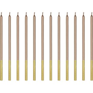 Plain birthday candles, rose gold, 14 cm: 1pkt/12pc.