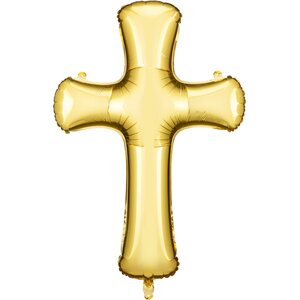 Foil balloon Cross, 103.5x74.5 cm, gold