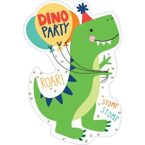 8 Invitations & Enveloppes Dino-Mite