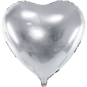 Sydän tavallinen foliopallo, 45 cm, hopea