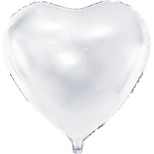 Sydän tavallinen foliopallo, 45 cm, valkoinen